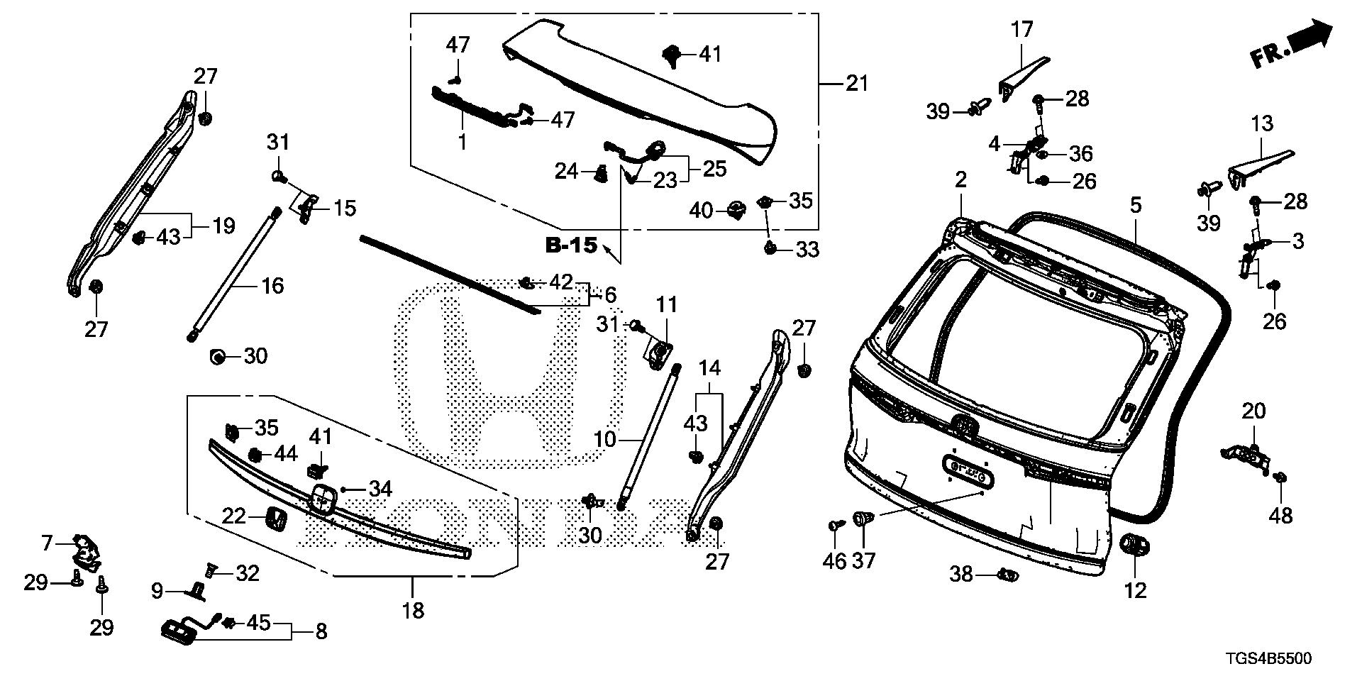 Diagram TAILGATE for your 2023 Honda Accord   