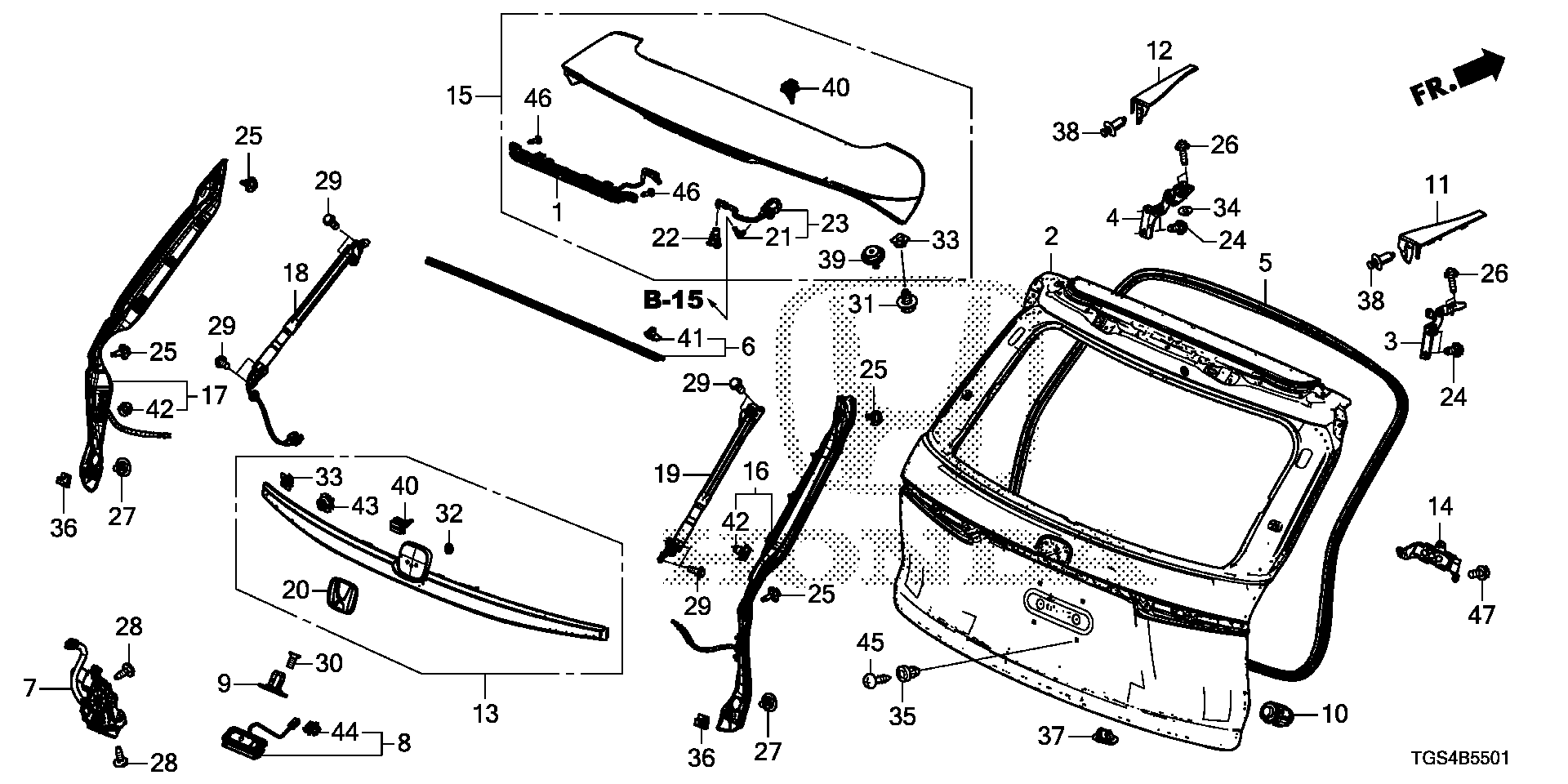 Diagram TAILGATE (POWER) for your 2023 Honda Accord   