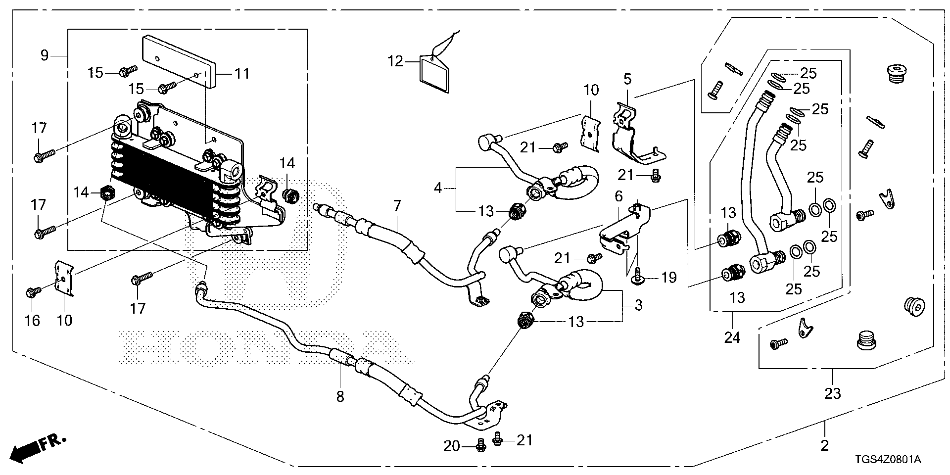 Diagram ATF COOLER KIT (2) for your 2004 Honda Civic   