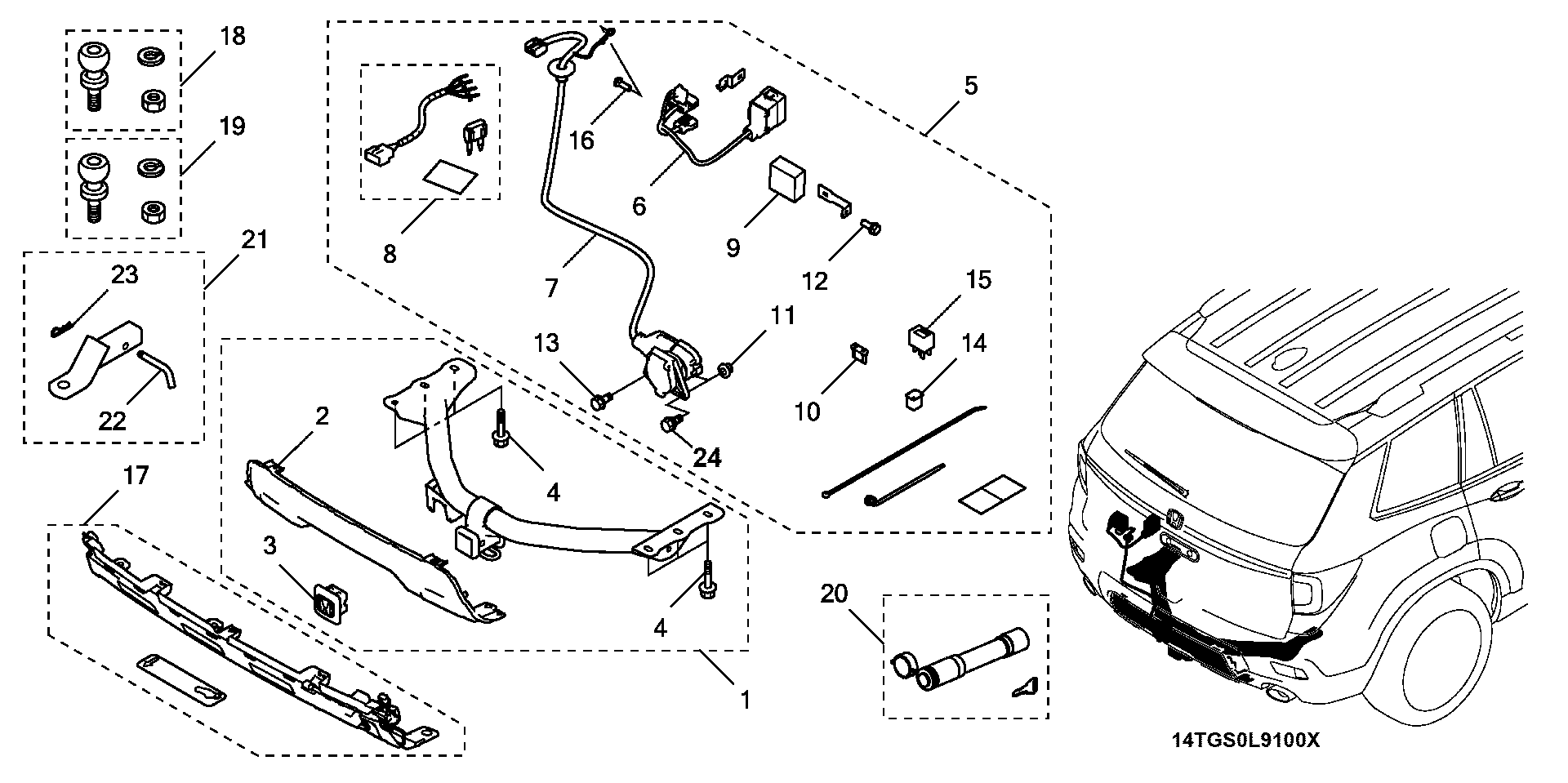 Diagram TRAILER HITCH for your Honda