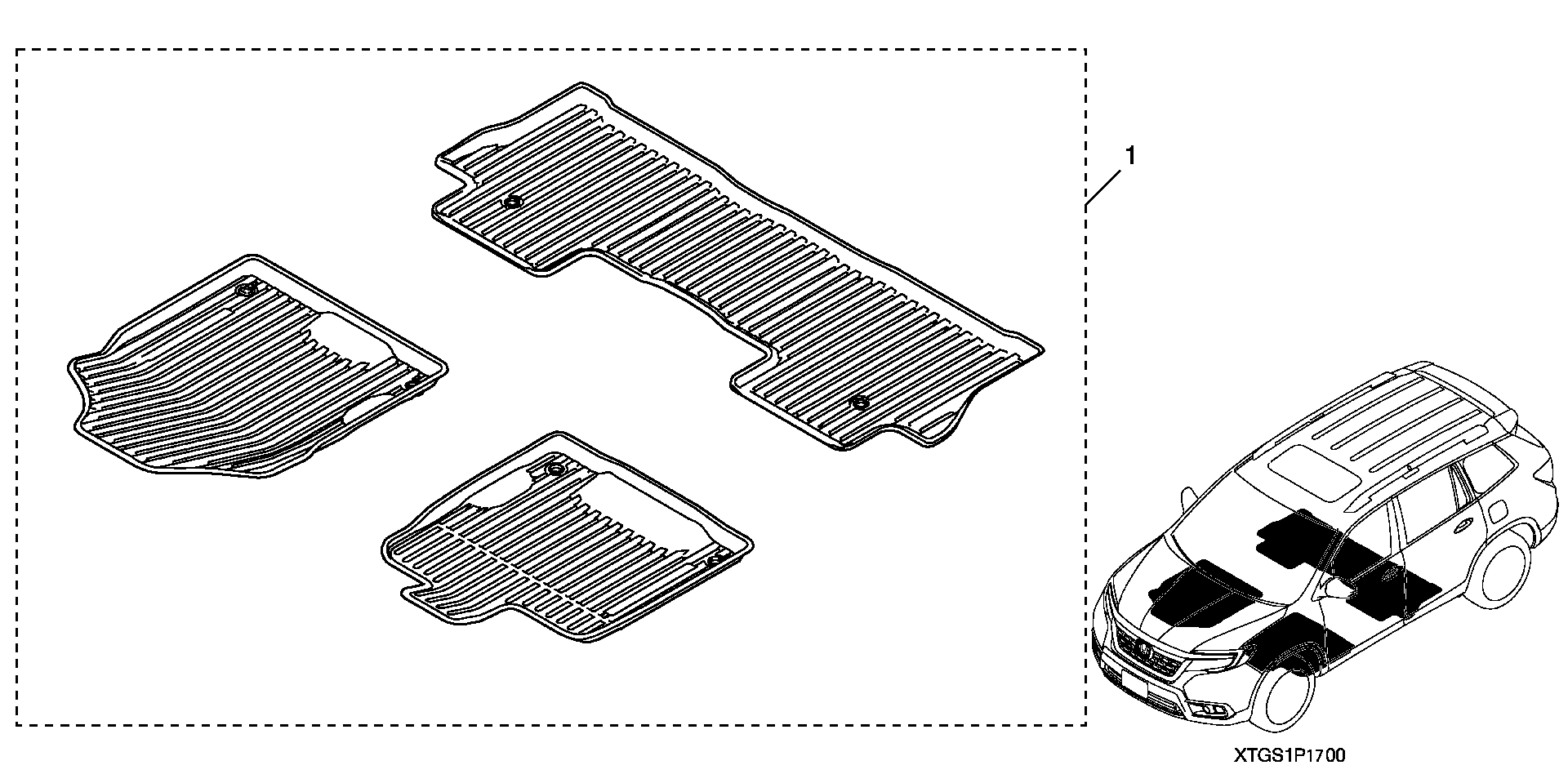 Full size assembly image of ALL SEASON FLOOR MATS - HI-WALL (BLACK) (1/1)