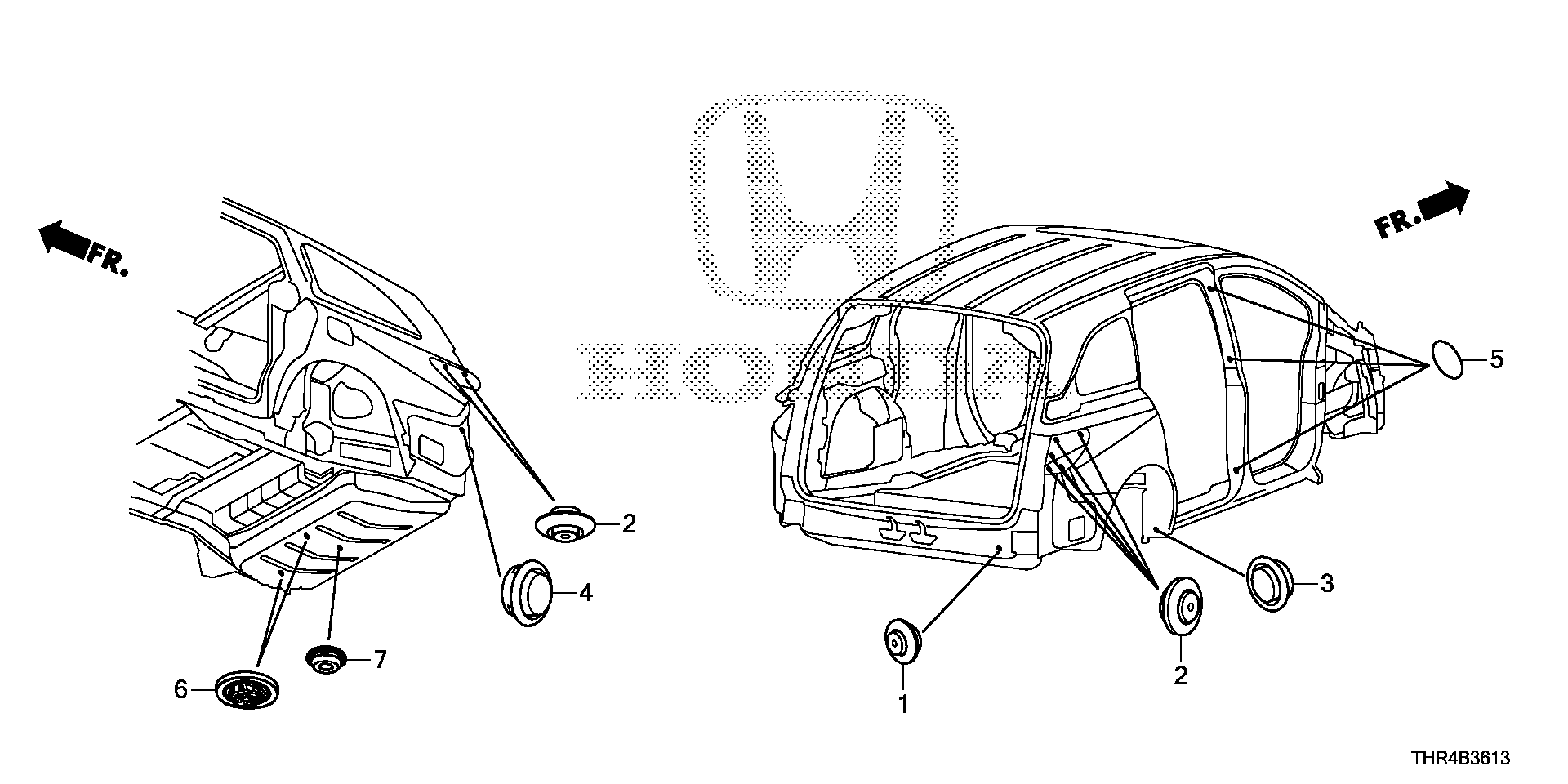 Diagram GROMMET (RR.) for your 2021 Honda Odyssey 3.5L i-VTEC V6 AT ELITE  