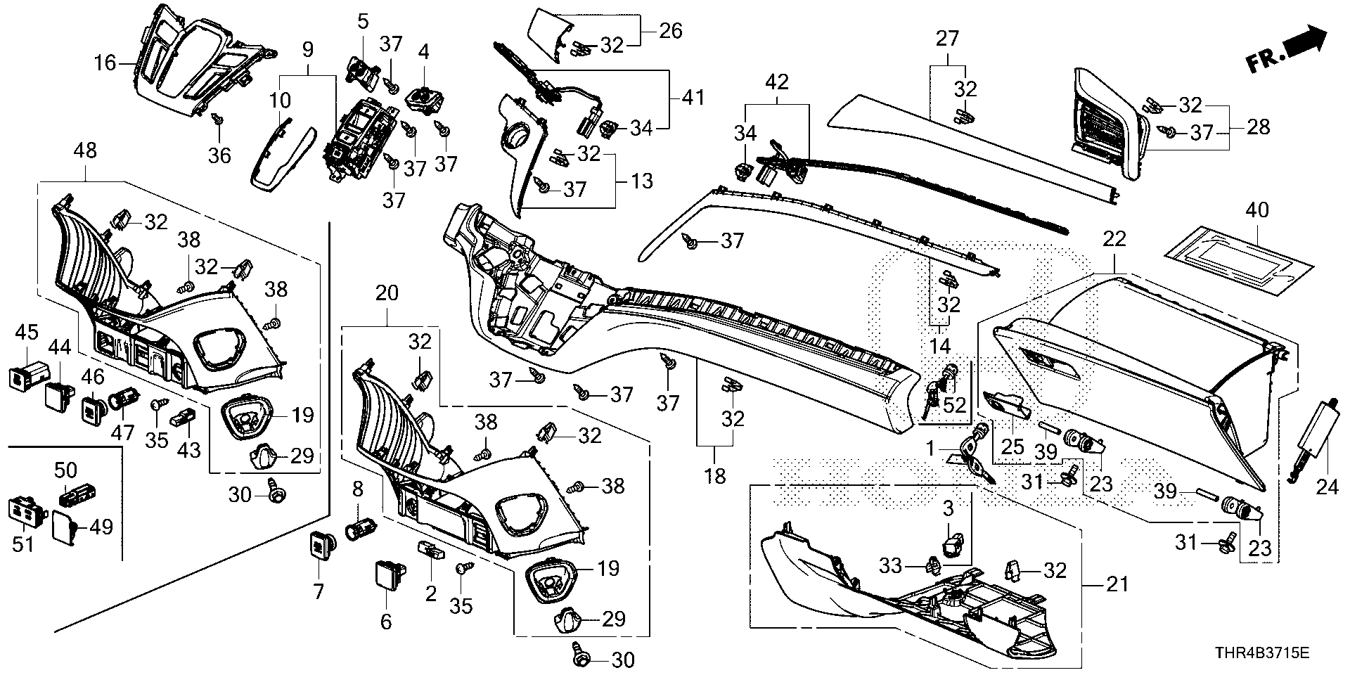 Diagram INSTRUMENT PANEL GARNISH (PASSENGER SIDE) for your 2025 Honda Odyssey 3.5L i-VTEC V6 AT TOUR 