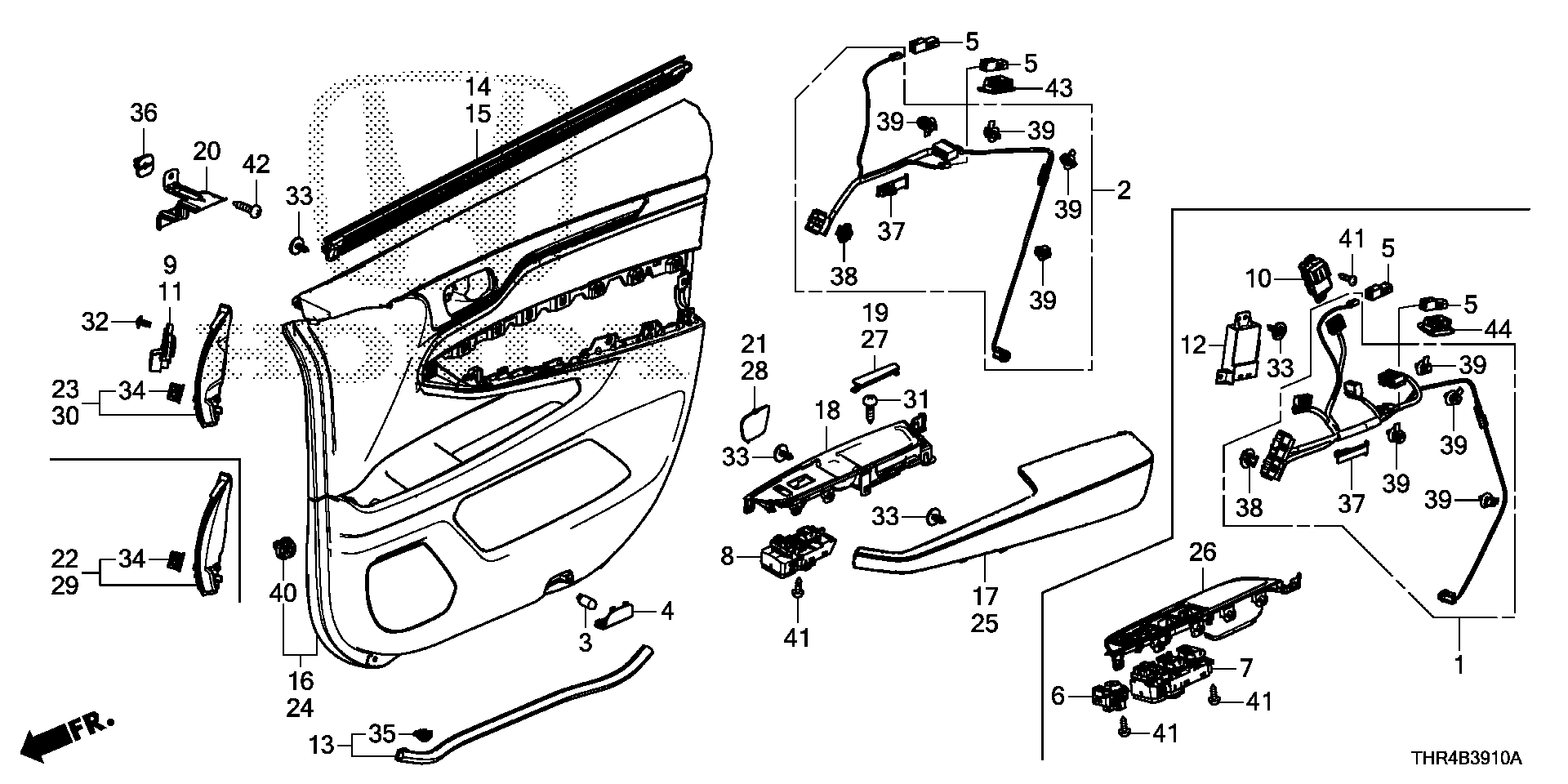 Diagram FRONT DOOR LINING for your 1990 Honda Accord Coupe 2.2L MT LX 