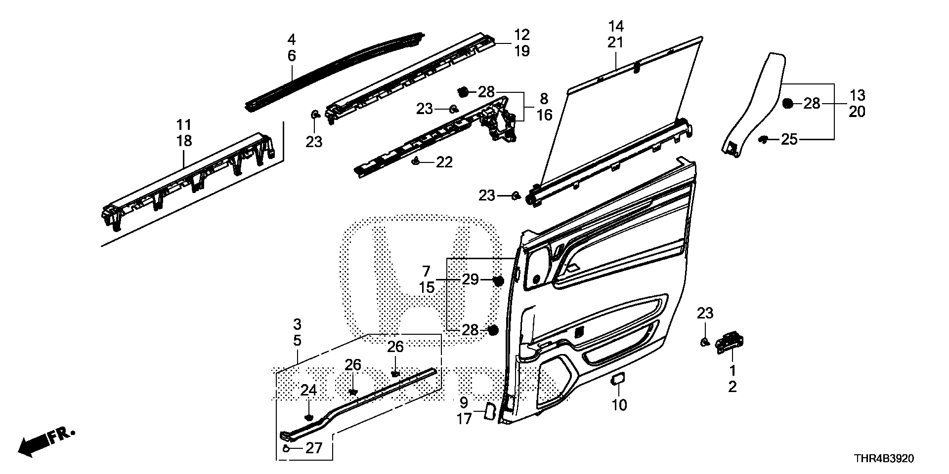 Diagram SLIDE DOOR LINING for your Honda