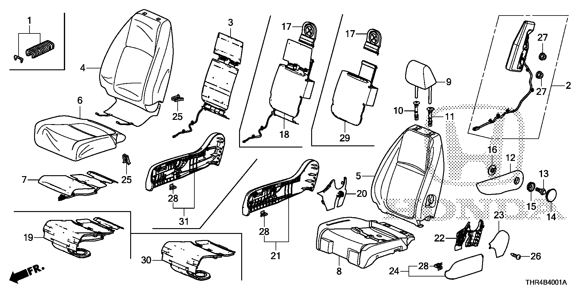 Diagram FRONT SEAT (R.) for your 2020 Honda Odyssey 3.5L i-VTEC V6 AT TOUR 