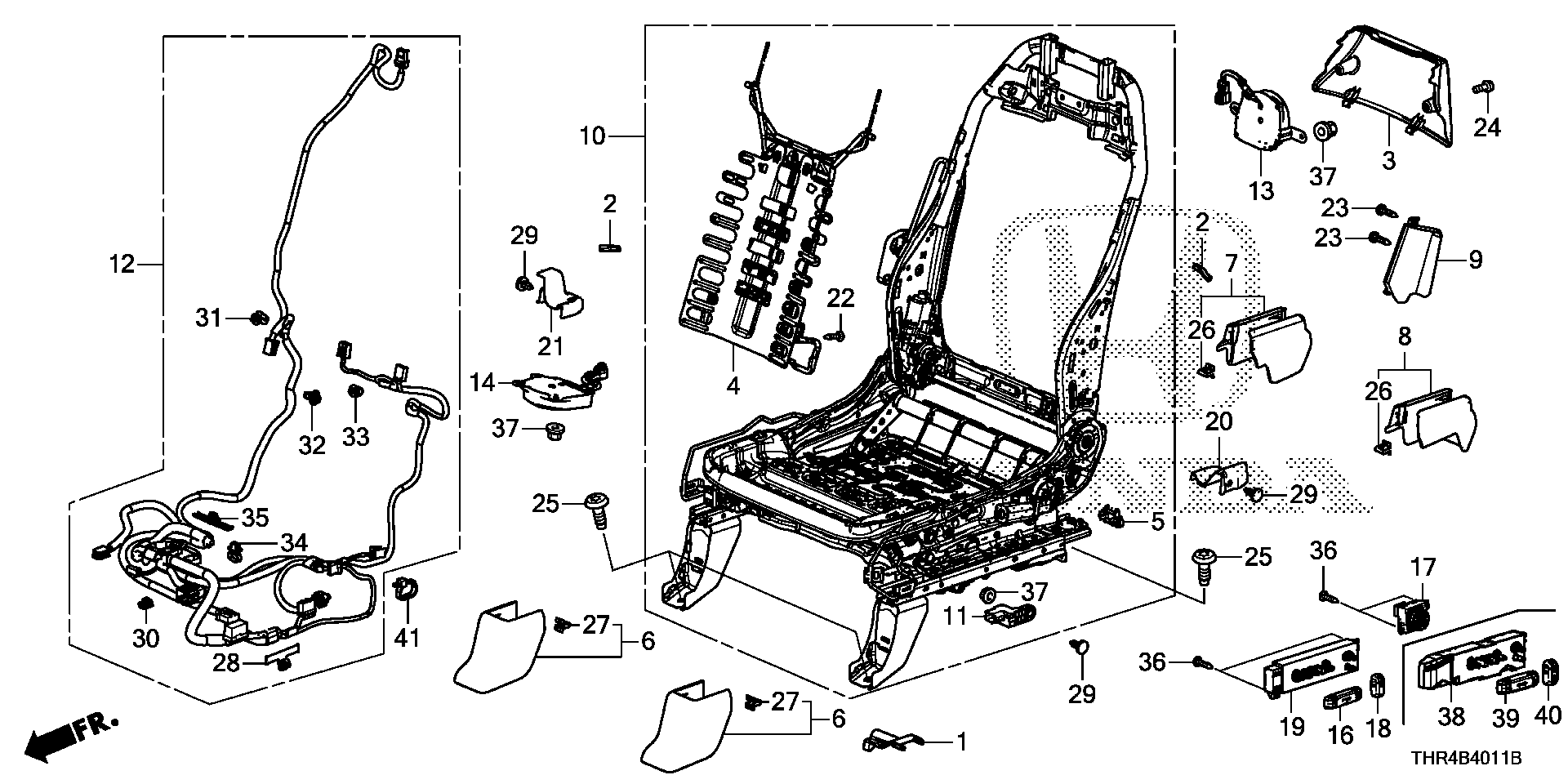 Diagram FRONT SEAT COMPONENTS (L.) (2) for your 2019 Honda Odyssey 3.5L i-VTEC V6 AT ELITE  