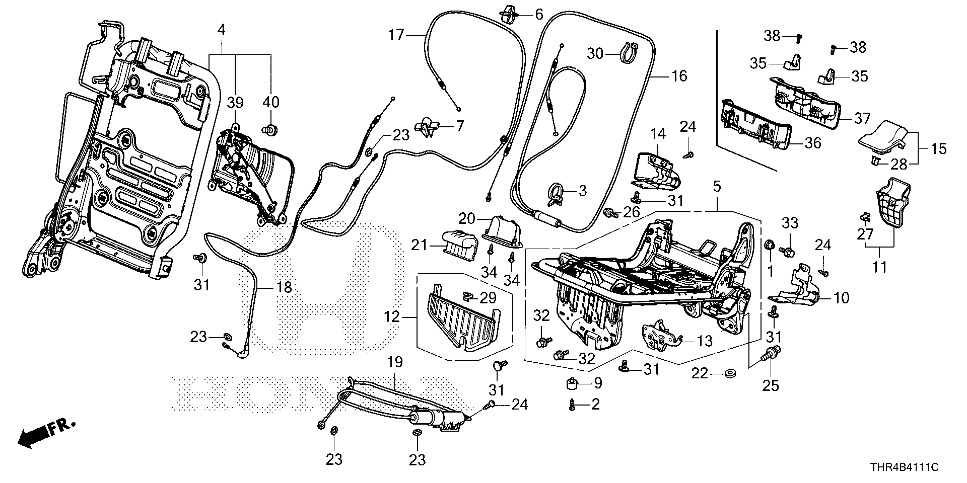 Diagram REAR SEAT COMPONENTS (R.) for your 2021 Honda Odyssey 3.5L i-VTEC V6 AT ELITE  