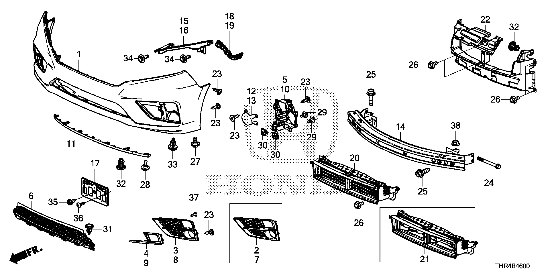 Diagram FRONT BUMPER (-'20) for your 2019 Honda Odyssey 3.5L i-VTEC V6 AT ELITE  