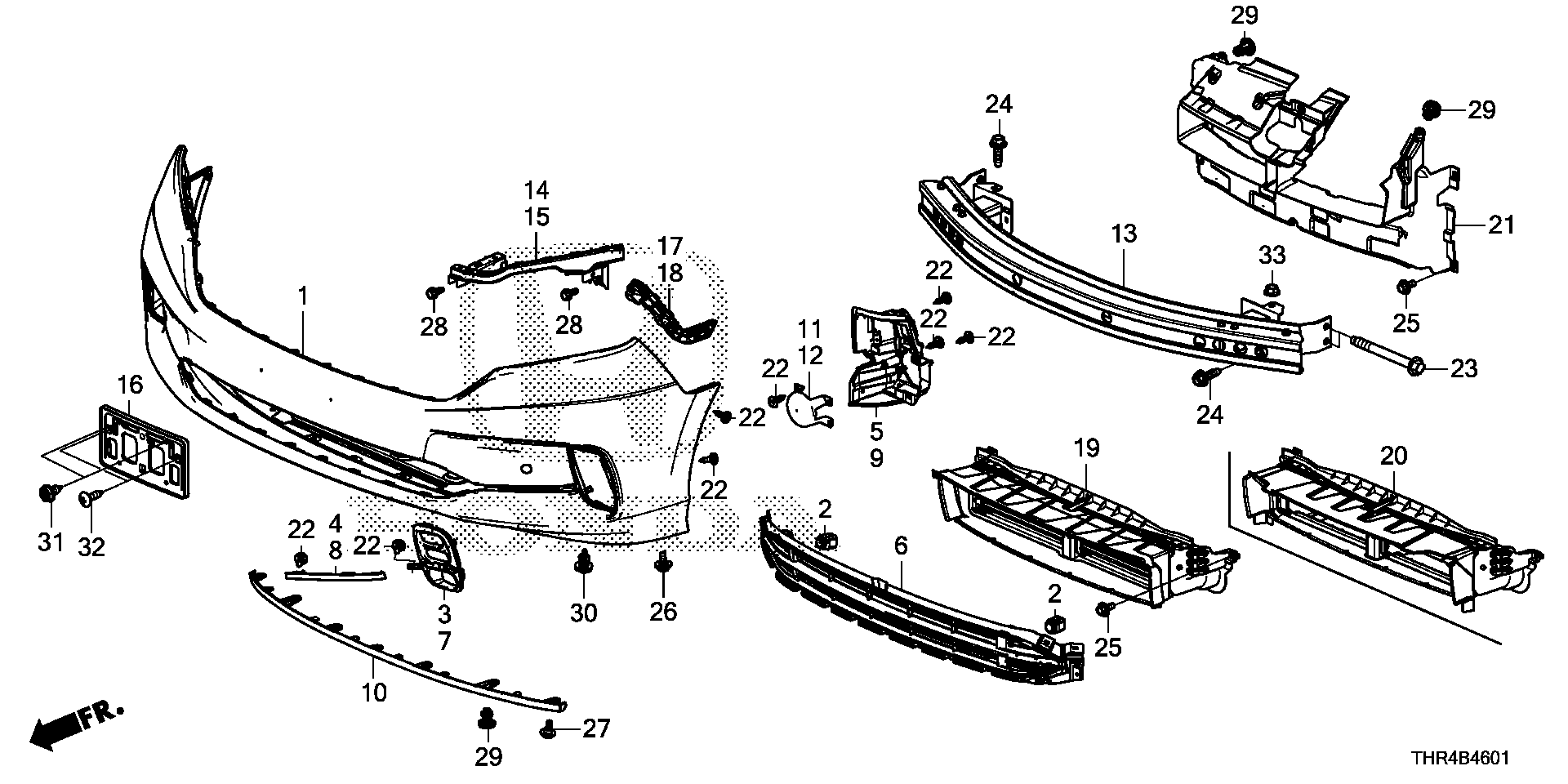 Diagram FRONT BUMPER ('21-'24) for your 2021 Honda Odyssey 3.5L i-VTEC V6 AT TOUR 