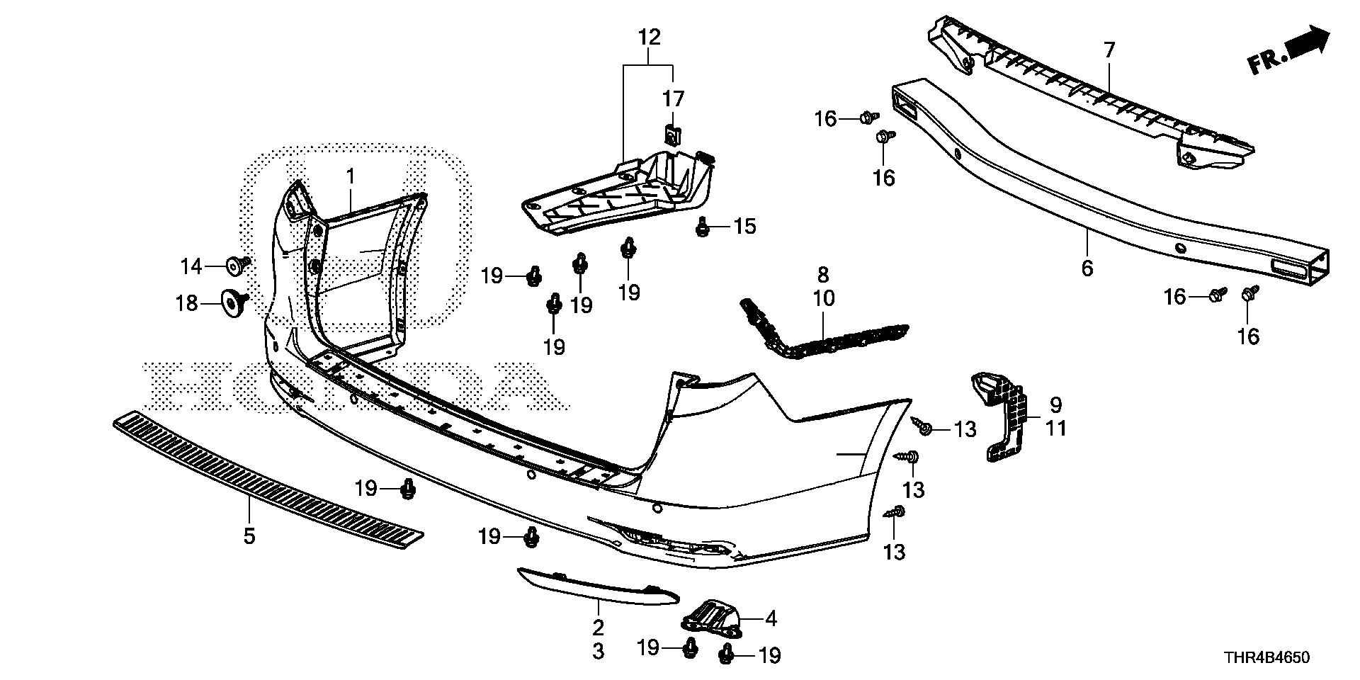 Diagram REAR BUMPER (-'24) for your 2019 Honda Odyssey 3.5L i-VTEC V6 AT ELITE  