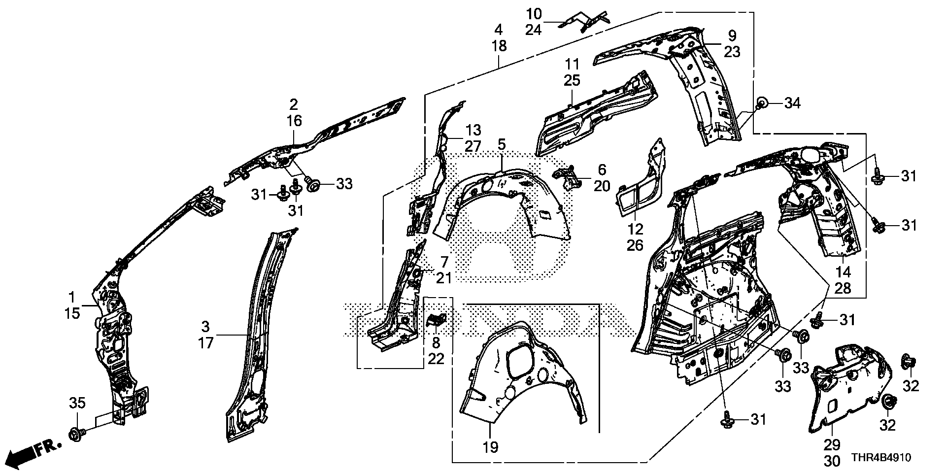 Diagram INNER PANEL for your Honda