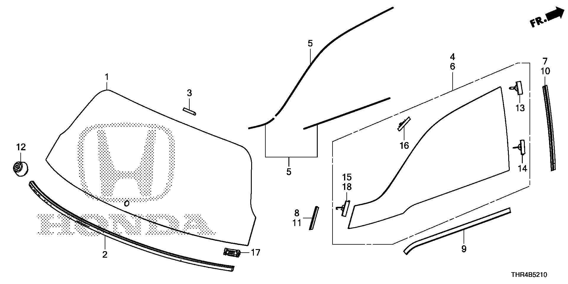 Diagram REAR WINDSHIELD@QUARTER GLASS for your Honda Odyssey  