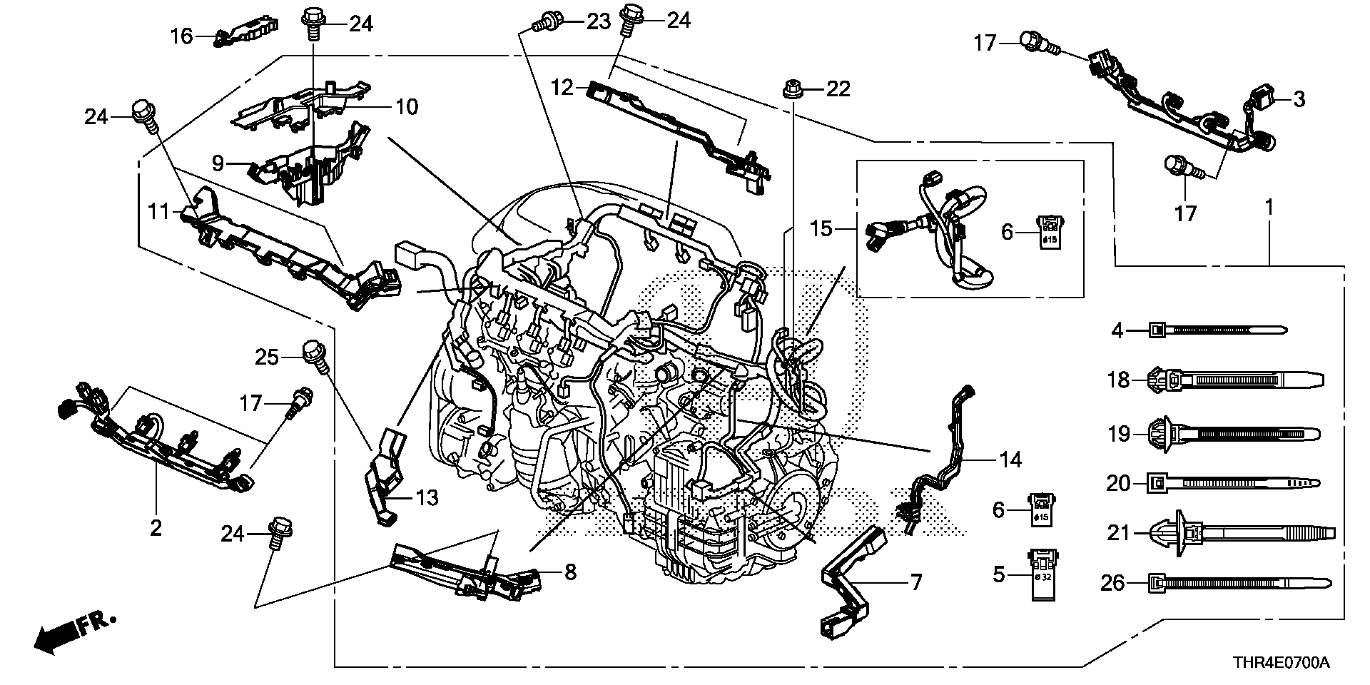 Diagram ENGINE WIRE HARNESS for your 2019 Honda Odyssey 3.5L i-VTEC V6 AT ELITE  