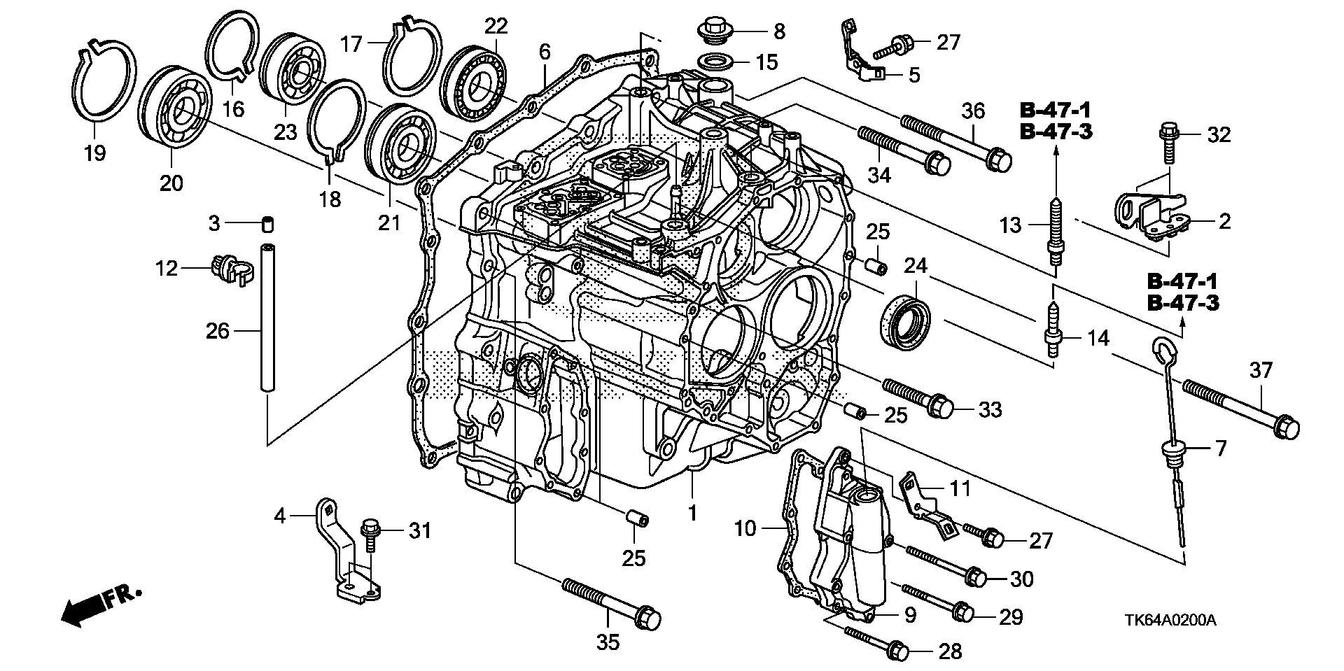 Diagram TRANSMISSION CASE for your Honda Fit  