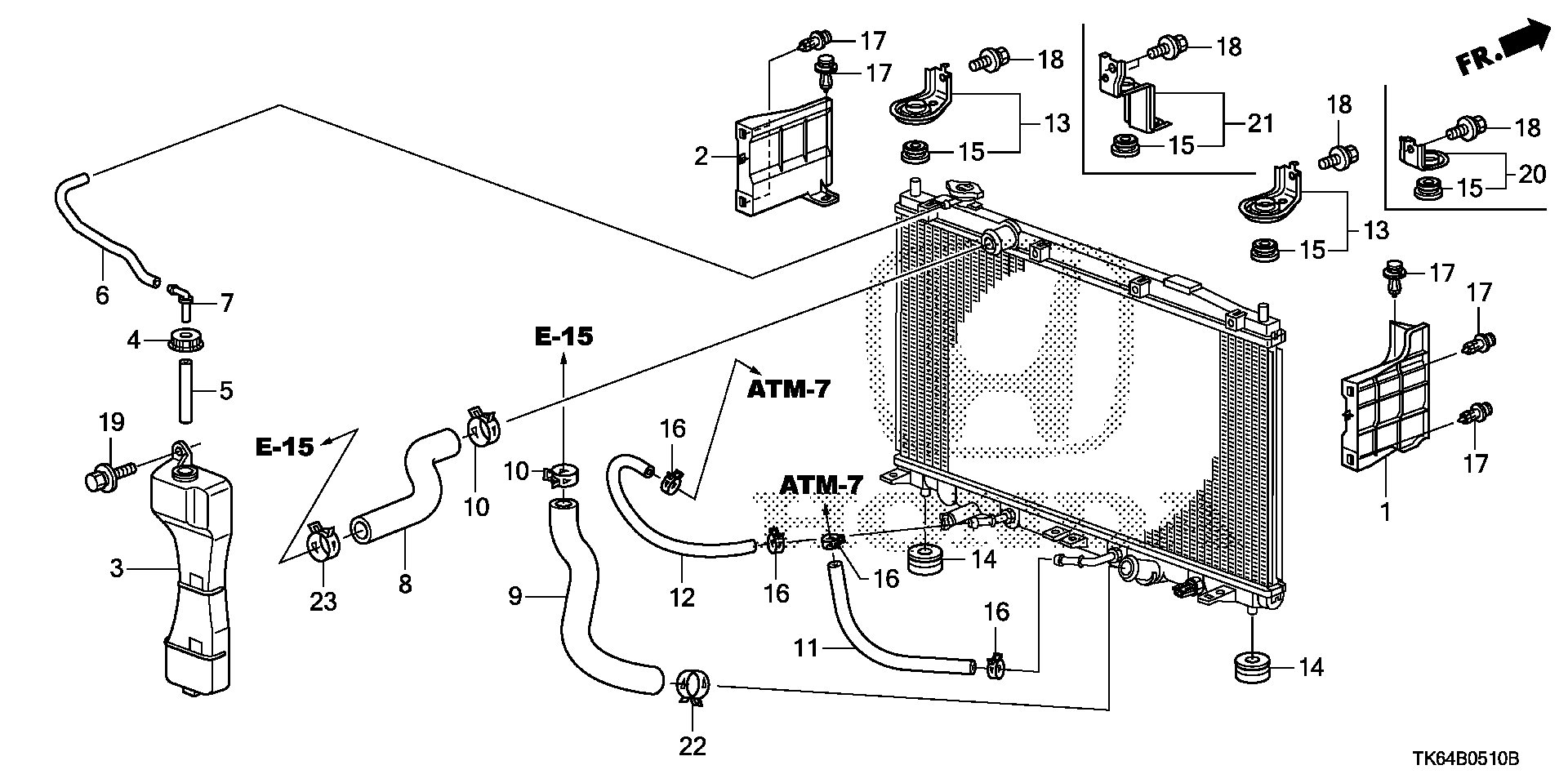 Diagram RADIATOR HOSE@RESERVE TANK for your 1995 Honda Accord   