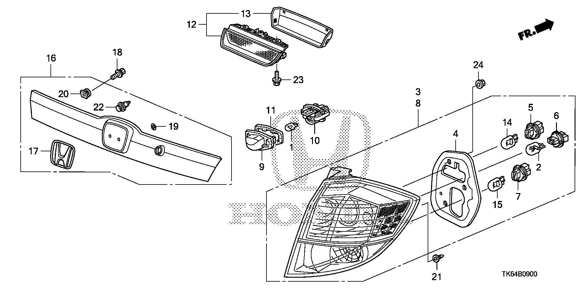 Diagram TAILLIGHT@LICENSE LIGHT for your Honda Fit  