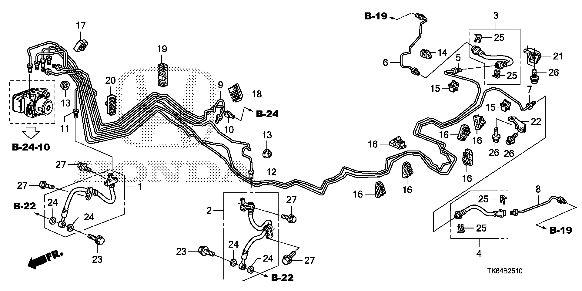 Diagram BRAKE PIPE@HOSE (ABS) for your 1993 Honda Civic Hatchback   