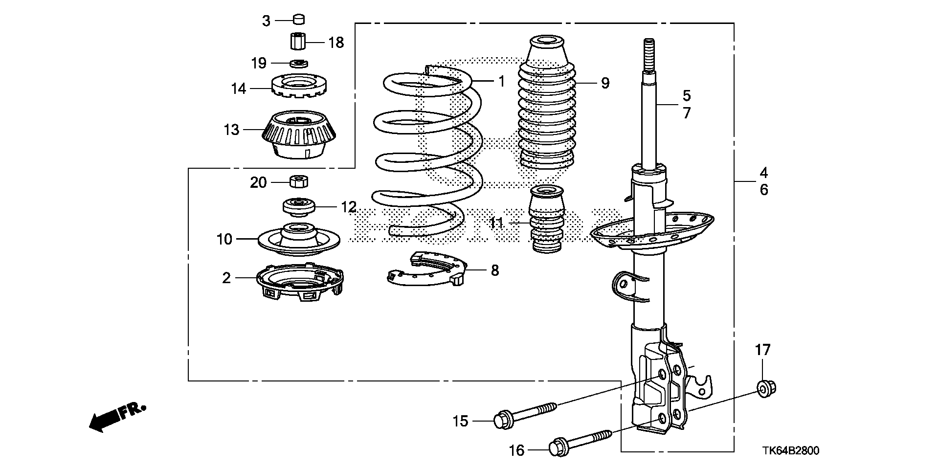 Diagram FRONT SHOCK ABSORBER for your 1991 Honda Accord   