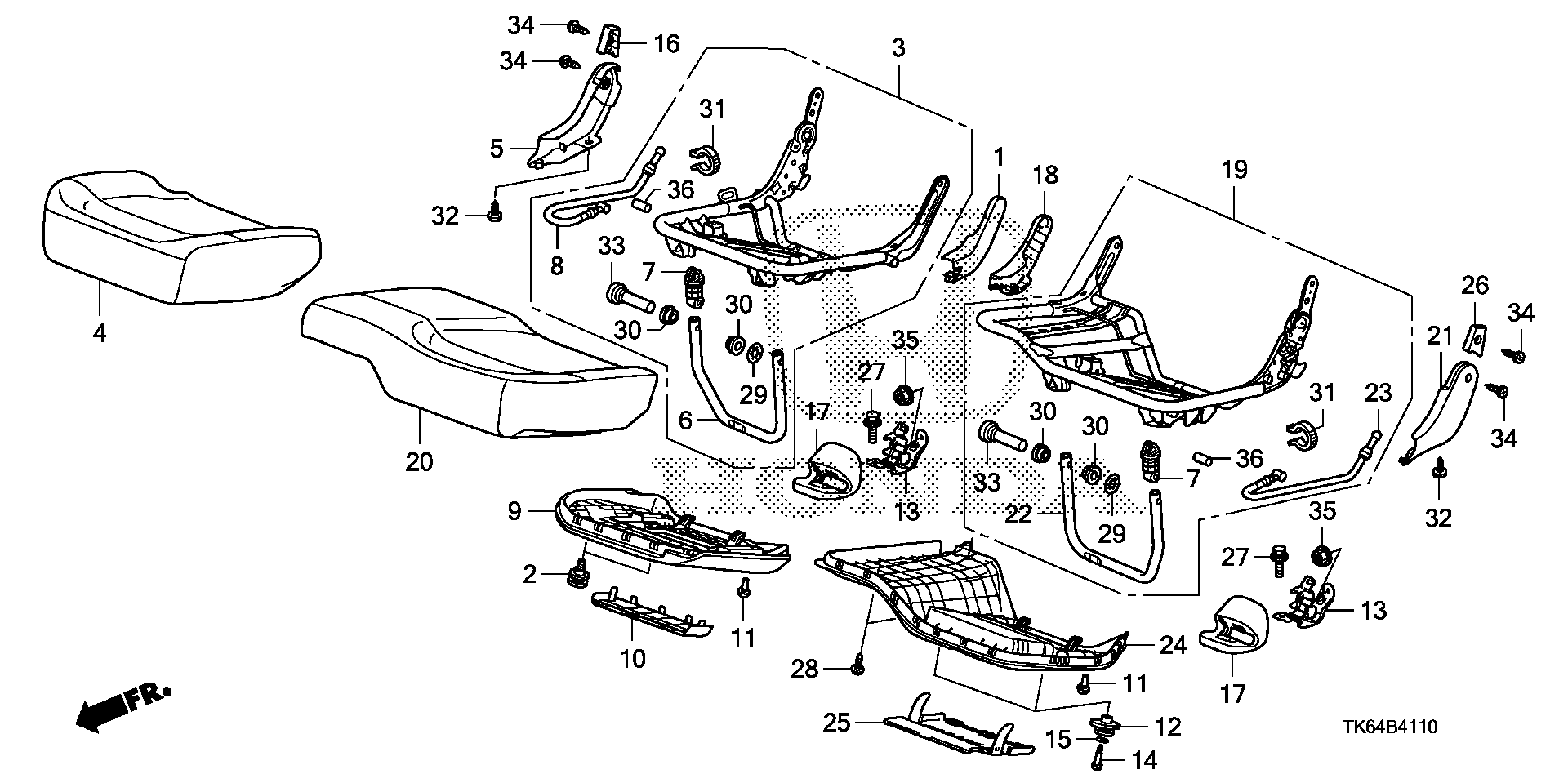 Diagram REAR SEAT CUSHION for your Honda Fit  