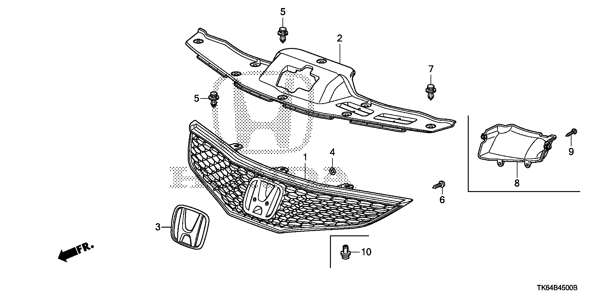 Diagram FRONT GRILLE for your Honda Fit  