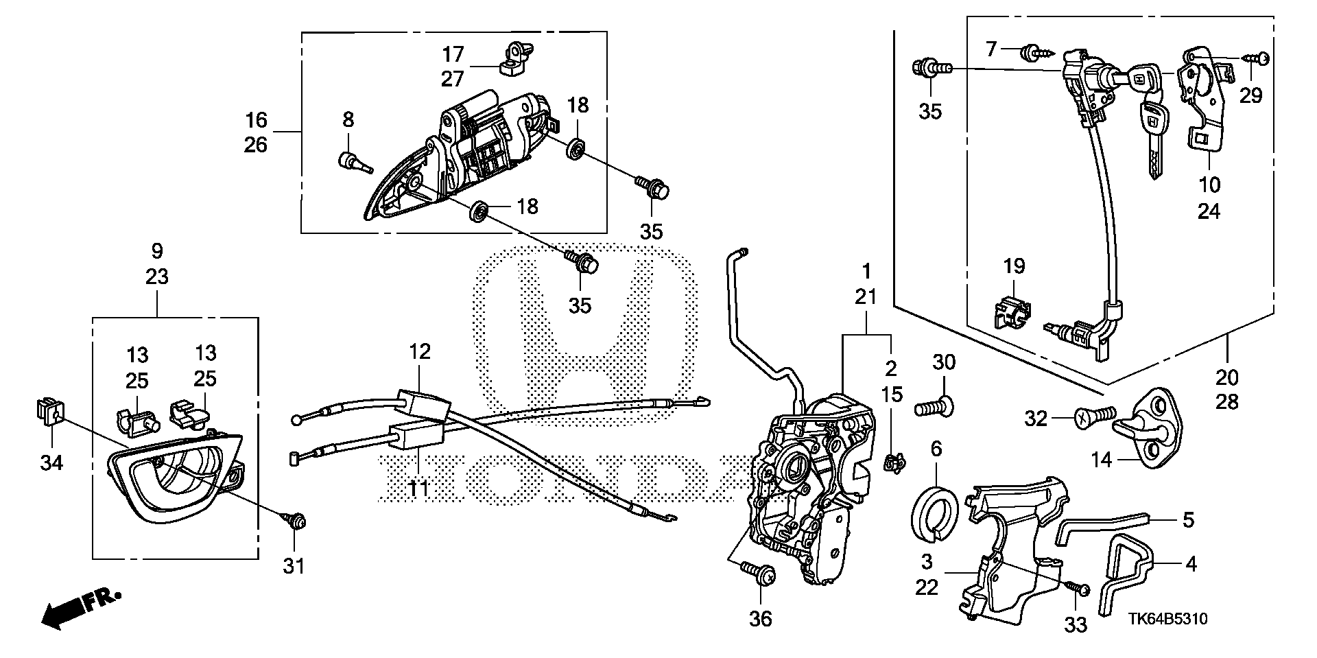 Diagram FRONT DOOR LOCKS@OUTER HANDLE for your 2016 Honda CR-Z HYBRID AT EX-L NAVIGATION 