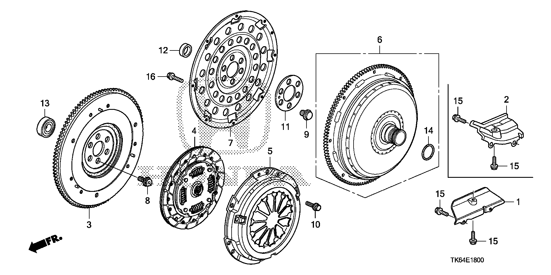 Diagram CLUTCH@TORQUE CONVERTER for your Honda Fit  