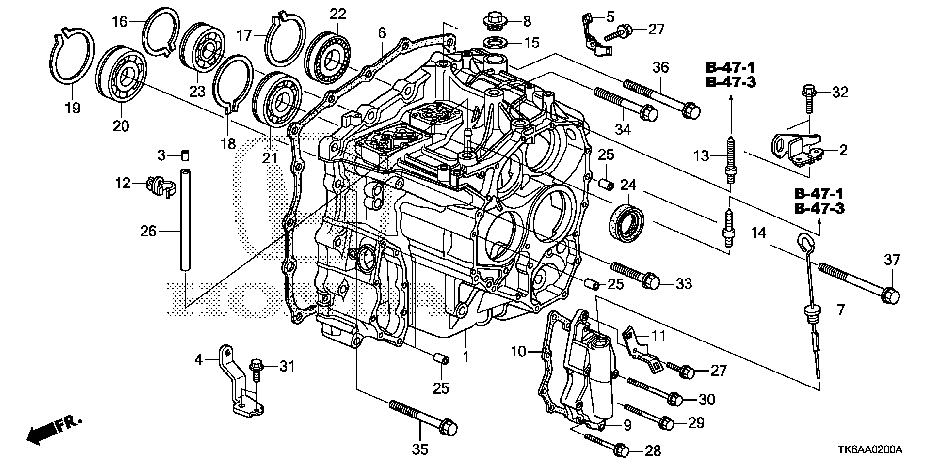 Diagram TRANSMISSION CASE for your Honda Fit  