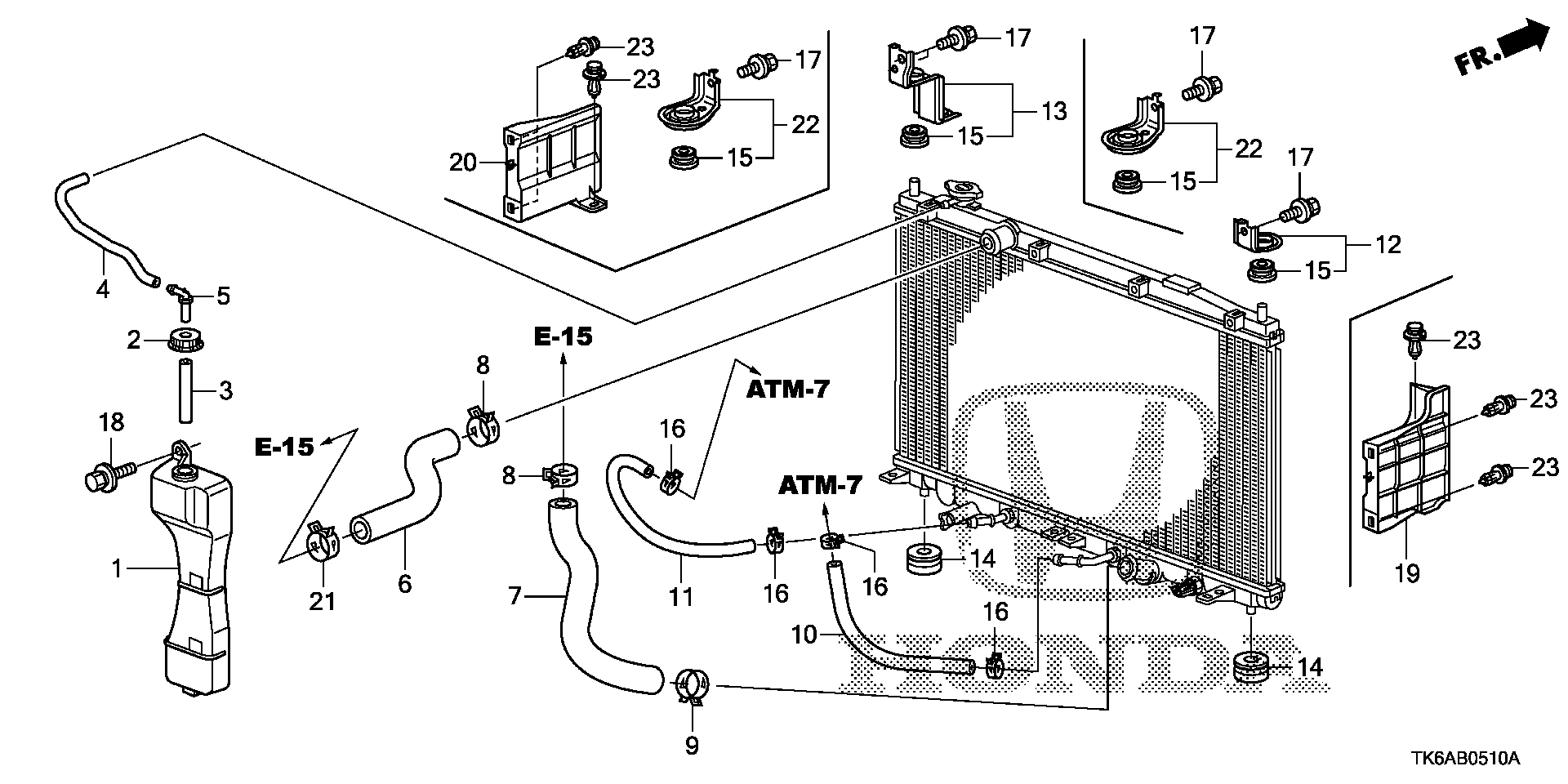 Diagram RADIATOR HOSE@RESERVE TANK for your 1995 Honda Accord   