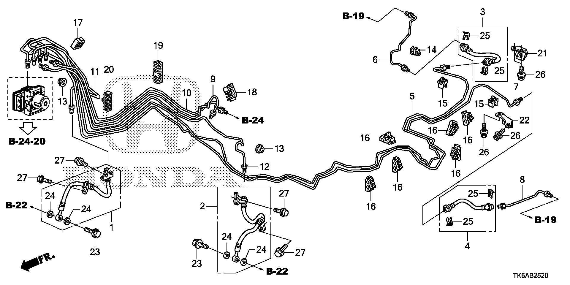 Diagram BRAKE PIPE@HOSE (VSA) for your 1993 Honda Civic Hatchback   