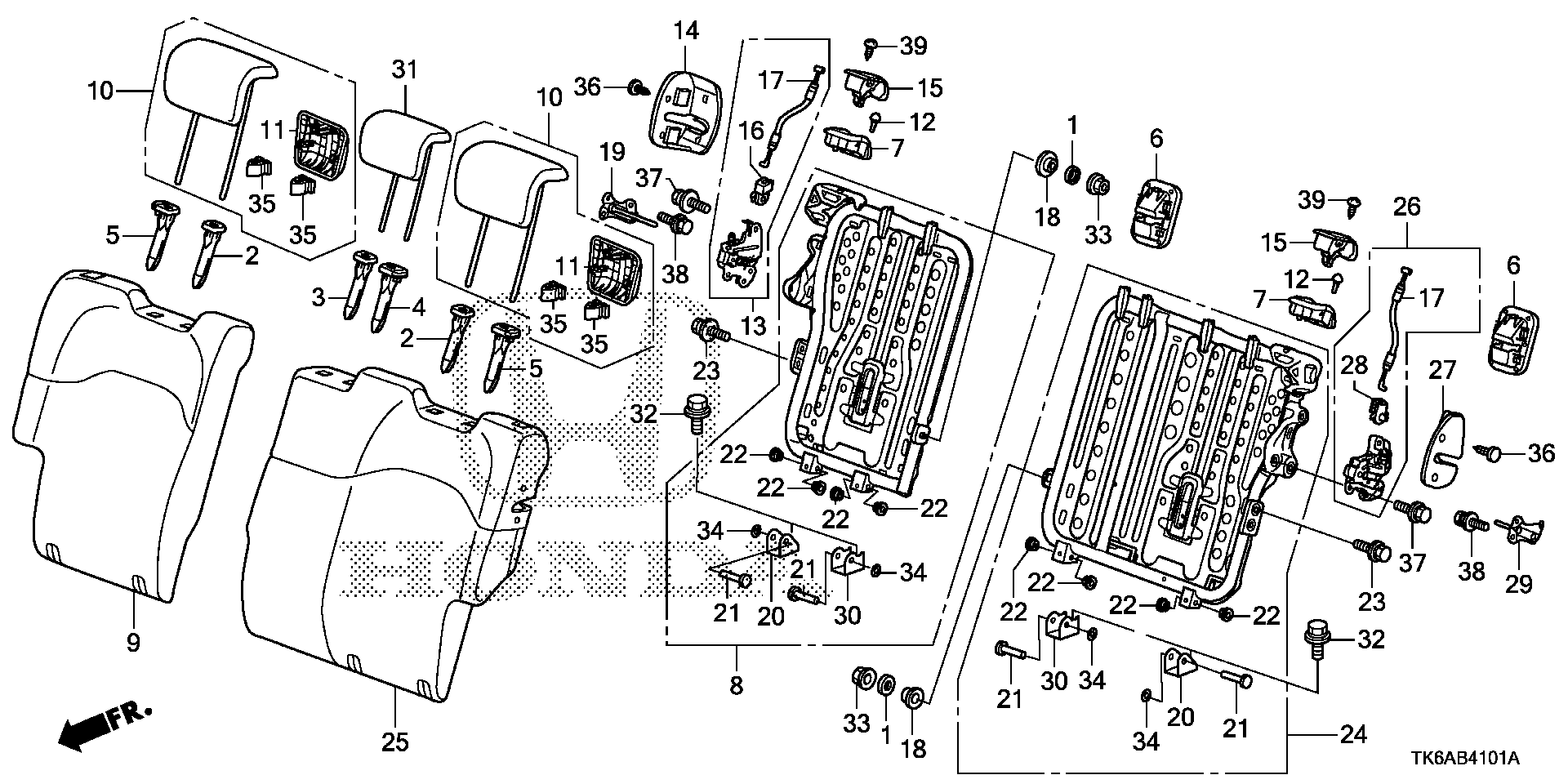 Diagram REAR SEAT-BACK (KA/KC) for your Honda Fit  