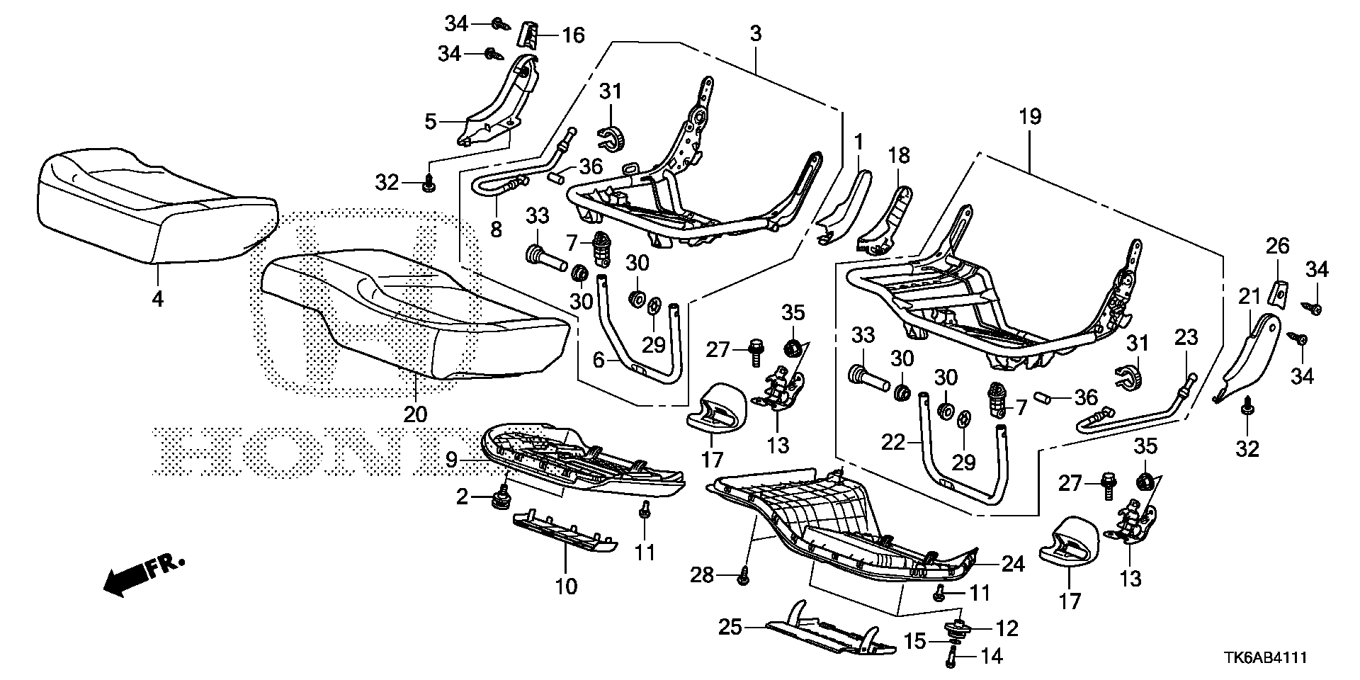 Diagram REAR SEAT CUSHION (KA/KC) for your Honda Fit  