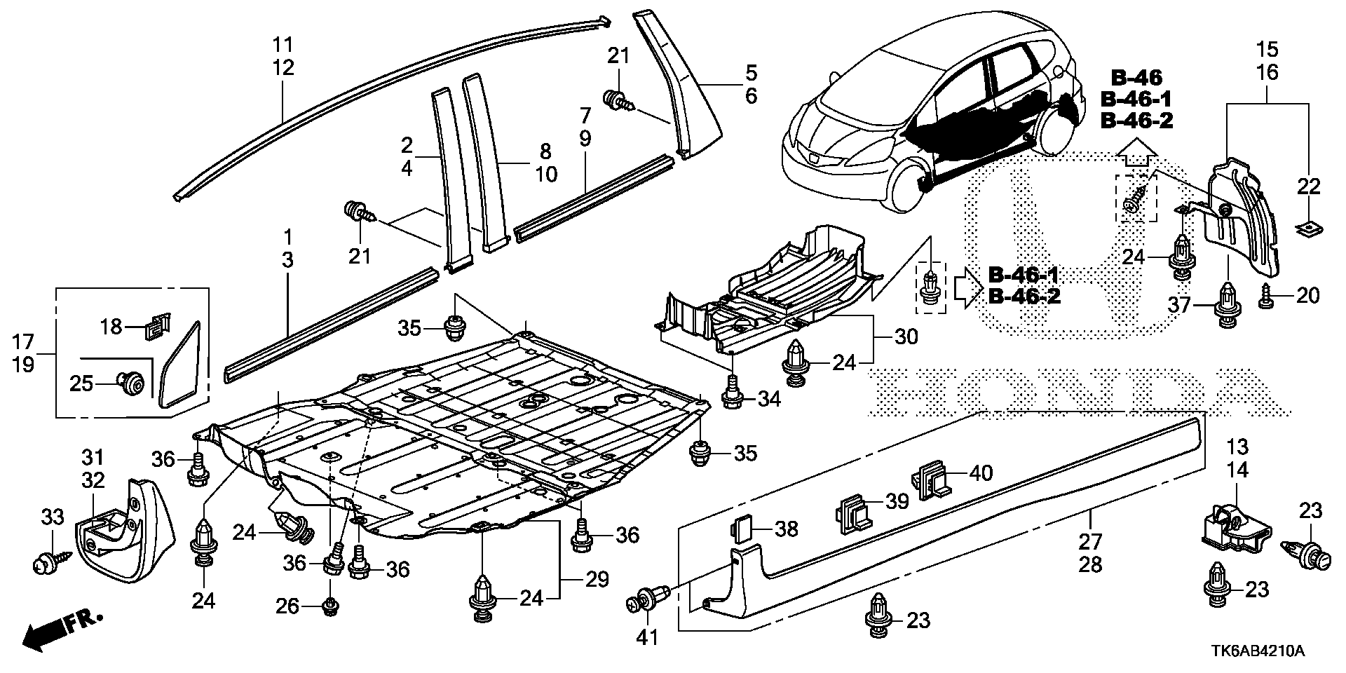 Diagram MOLDING for your 2014 Honda Civic   