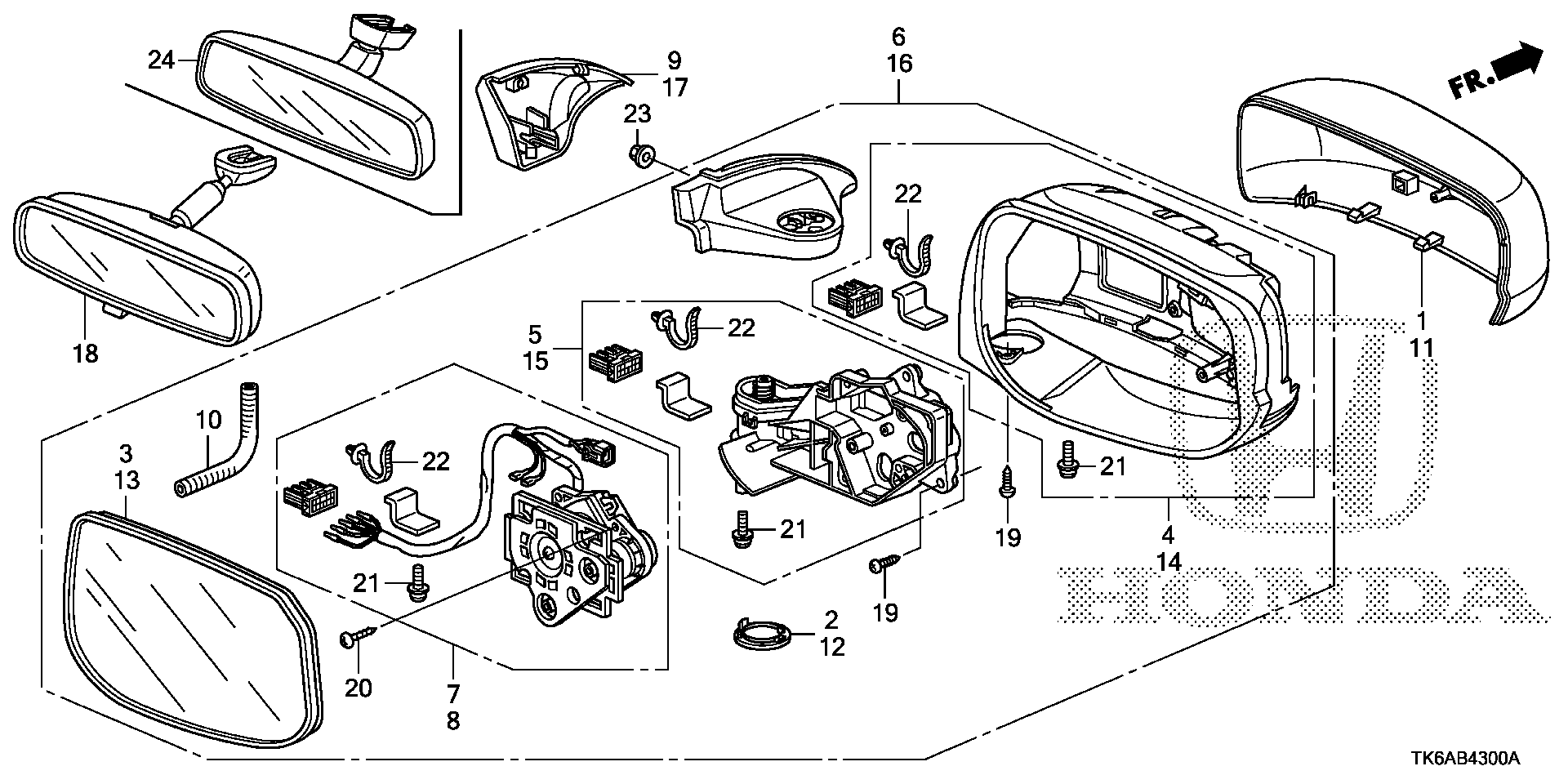 Diagram MIRROR for your 1990 Honda Civic Hatchback   