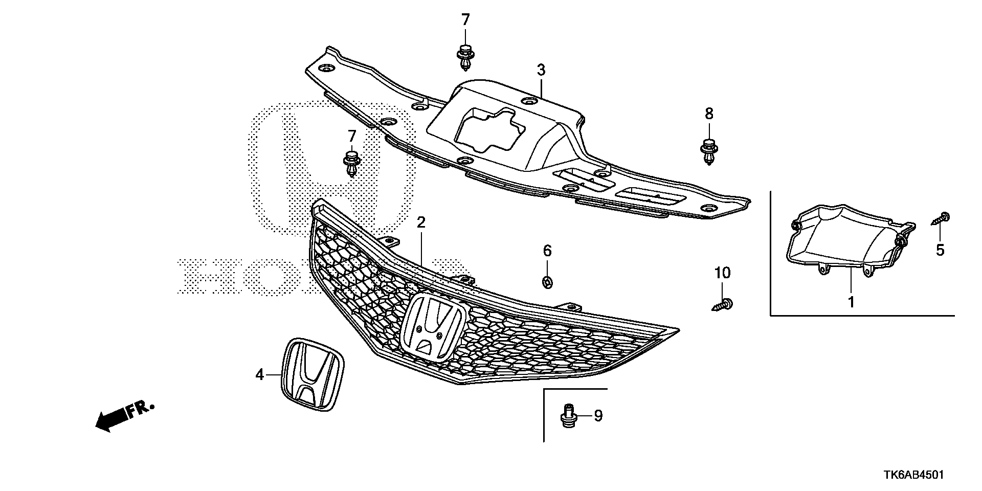 Diagram FRONT GRILLE (KA) (KC) for your Honda Fit  