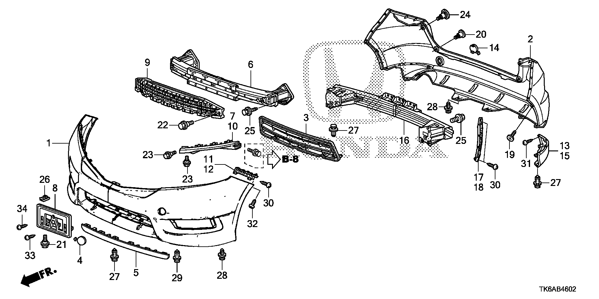 Diagram BUMPERS (KA) (KC) (2) for your 1995 Honda Accord Coupe   