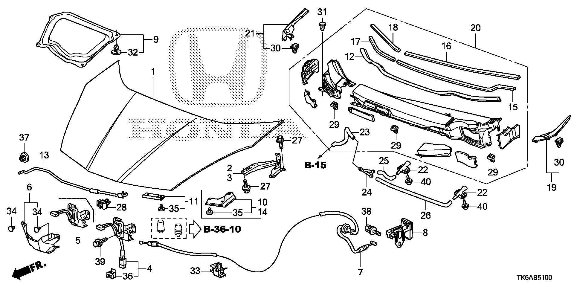 Diagram ENGINE HOOD (KA/KC) for your 2013 Honda CR-Z HYBRID MT EX NAVIGATION 