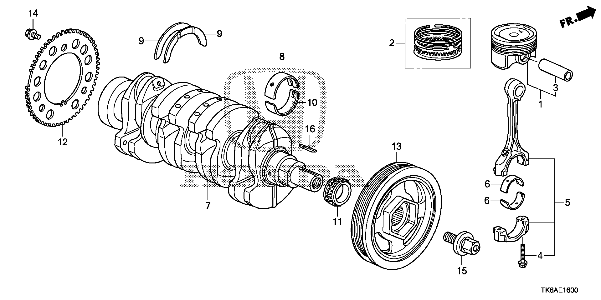 Honda Fit Plate, crank pulser. Crankshaft, piston - 13623-RB0-000 ...