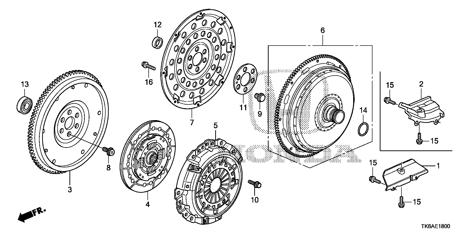 Diagram CLUTCH@TORQUE CONVERTER for your Honda Fit  