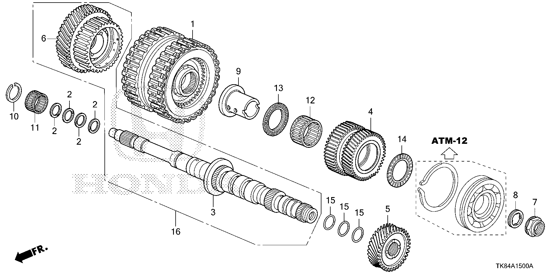 Full size assembly image of MAINSHAFT@CLUTCH (3RD-6TH) (6AT) (1/1)