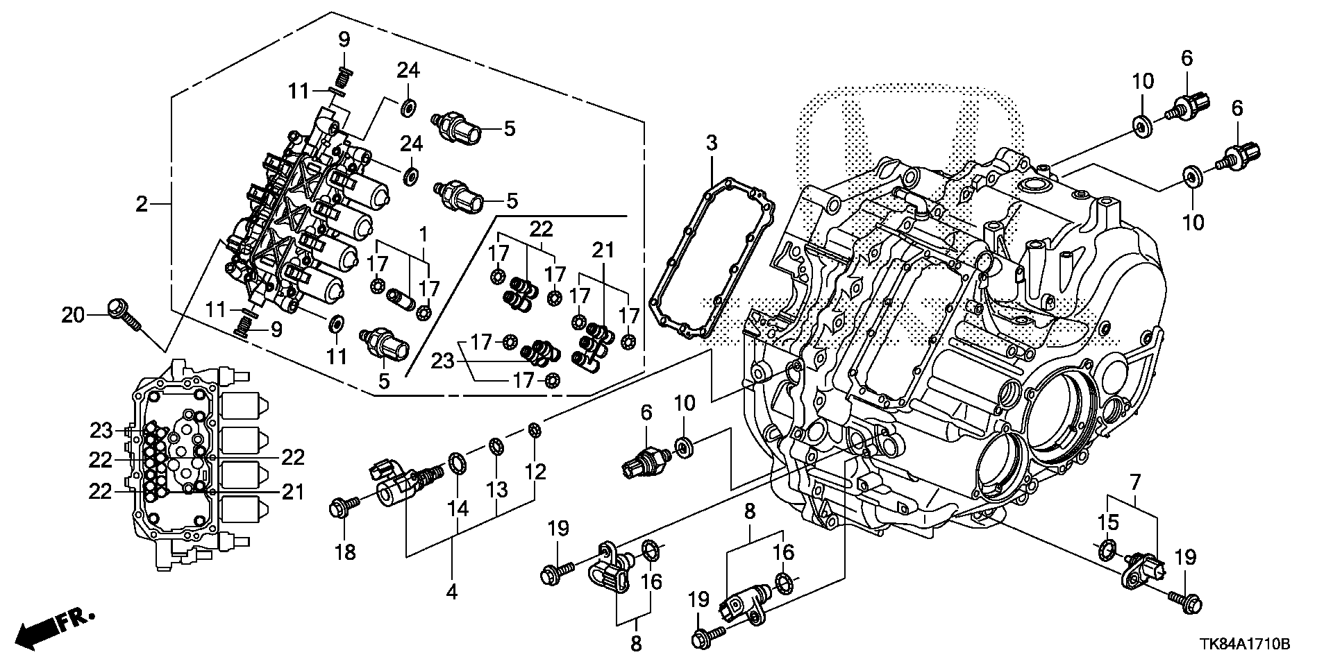 Diagram SENSOR@SOLENOID@SECONDARY  BODY (6AT) for your 2016 Honda Odyssey 3.5L VTEC V6 AT EX 