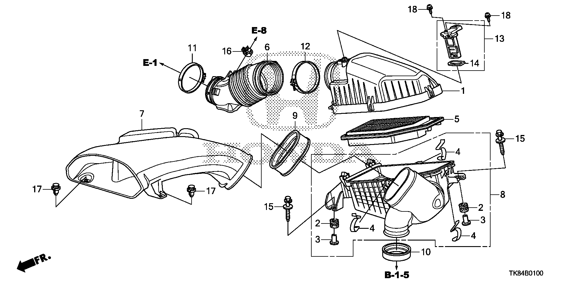 Diagram AIR CLEANER for your 1994 Honda Accord Coupe   