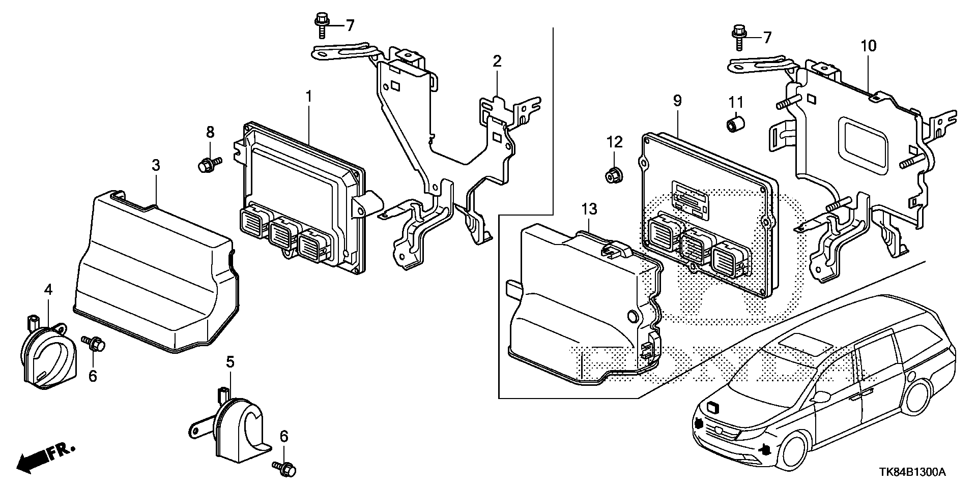 Diagram CONTROL UNIT (ENGINE ROOM) (1) for your 2016 Honda Odyssey 3.5L VTEC V6 AT EX 