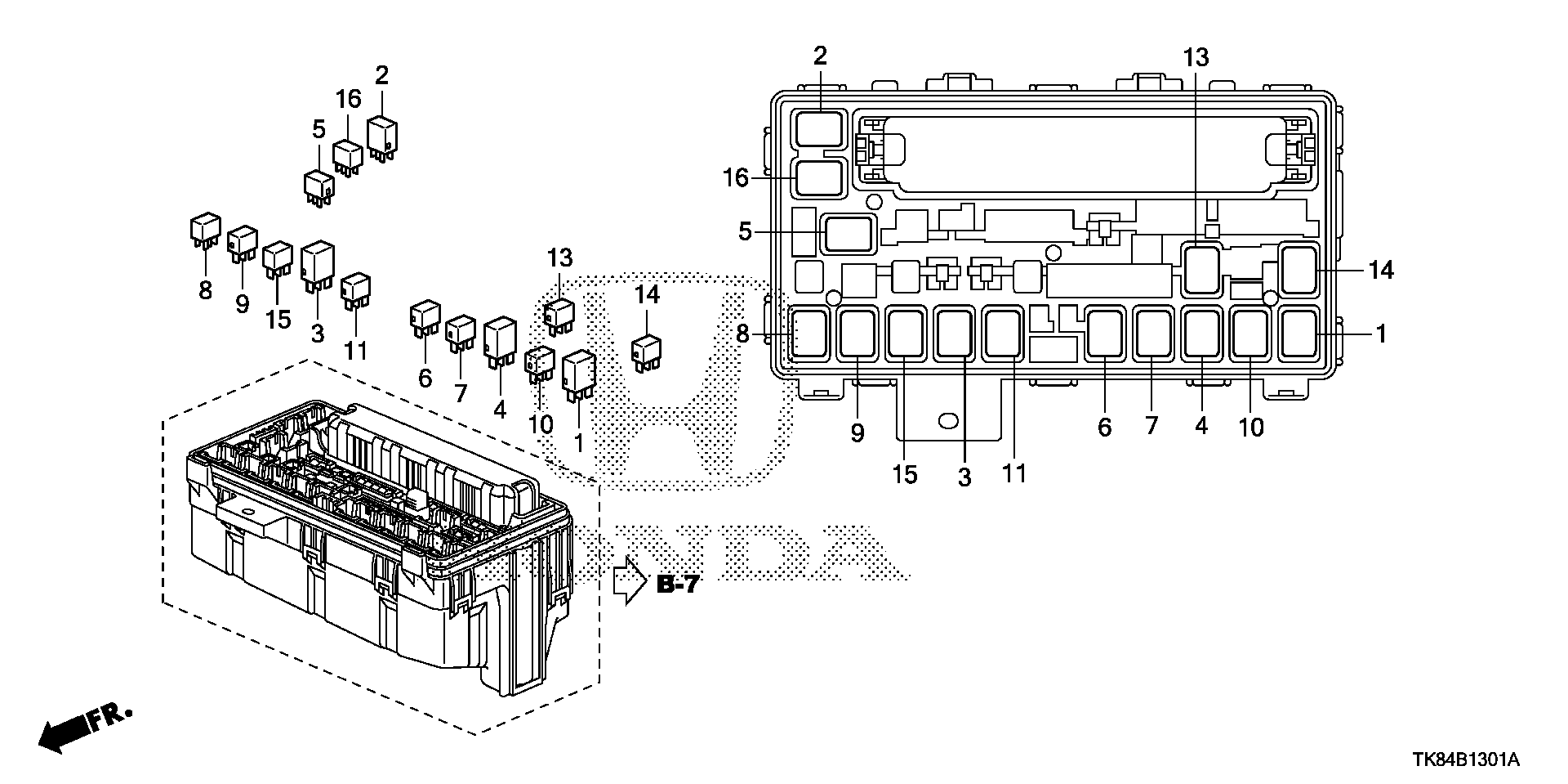 Diagram CONTROL UNIT (ENGINE ROOM) (2) for your Honda