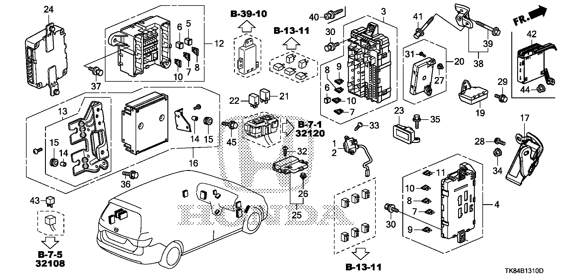 Diagram CONTROL UNIT (CABIN) (1) for your 2017 Honda Odyssey 3.5L VTEC V6 AT LX 