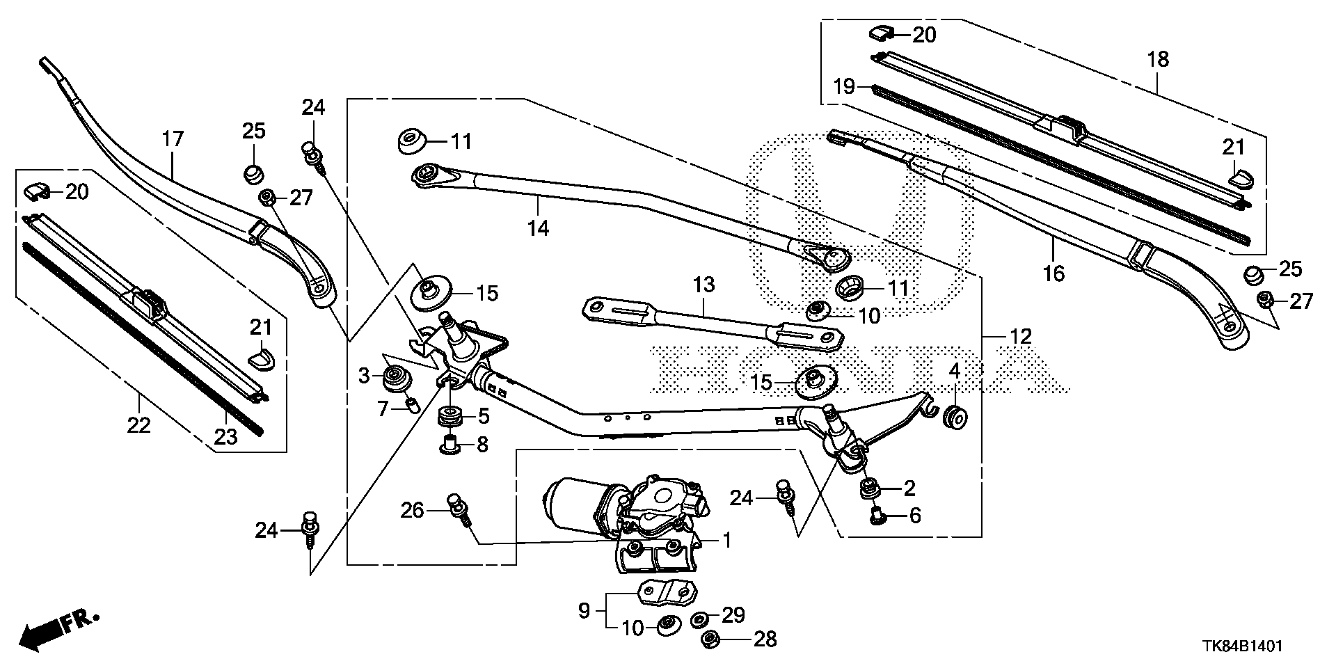 Diagram FRONT WIPER (2) for your Honda