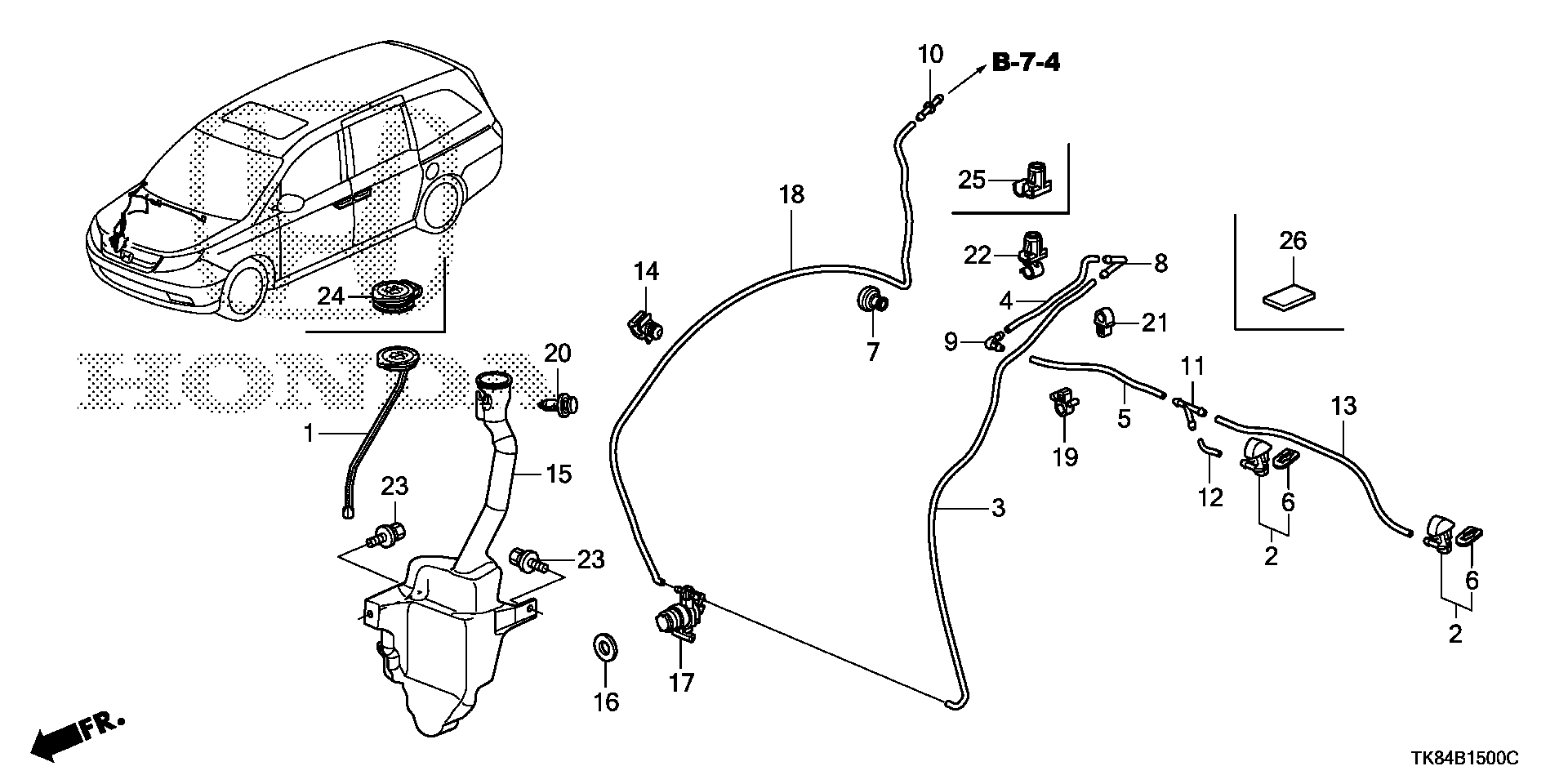 Diagram WINDSHIELD WASHER (1) for your Honda
