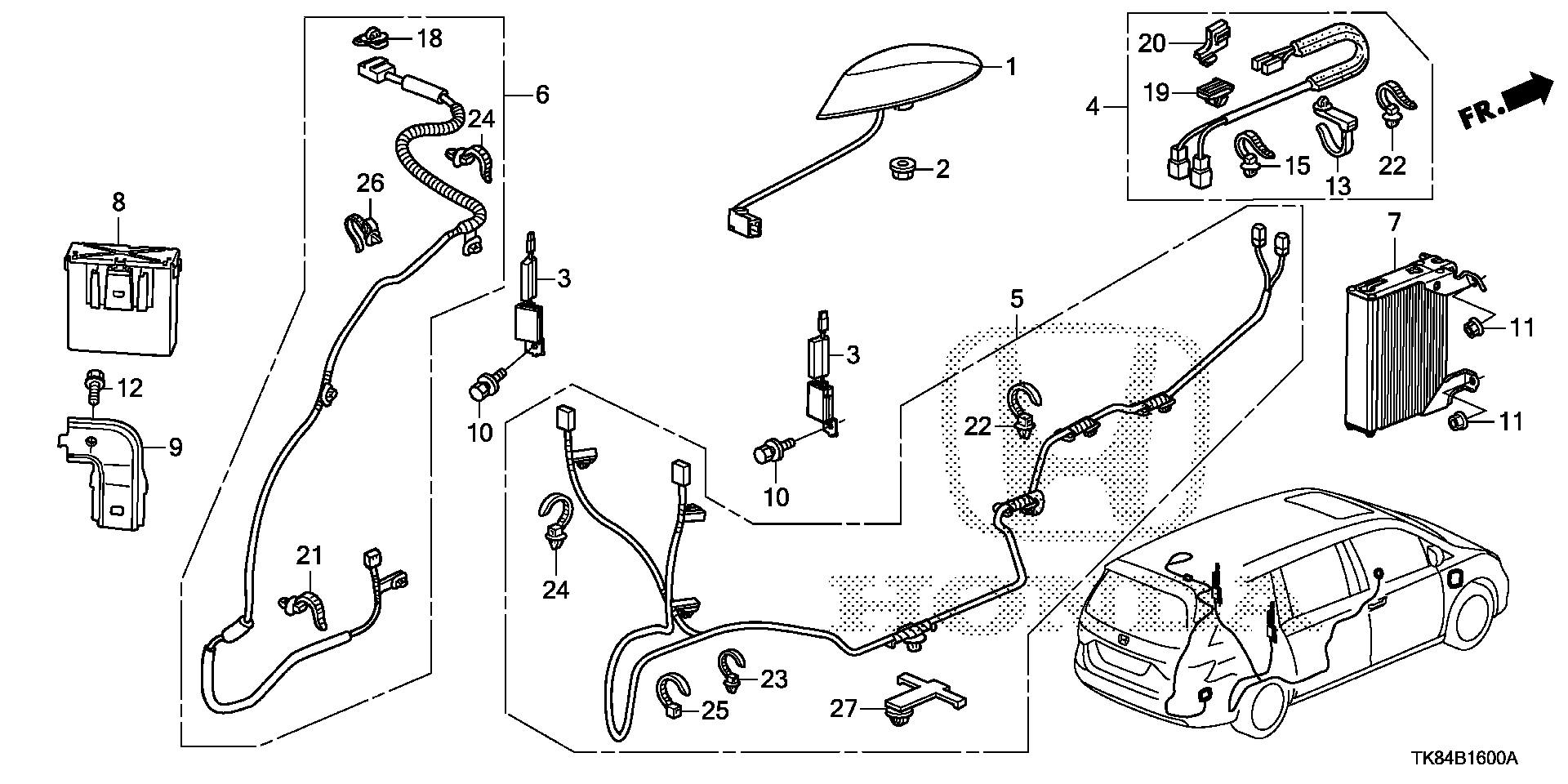 Diagram ANTENNA (1) for your 2013 Honda Odyssey 3.5L VTEC V6 AT LX 