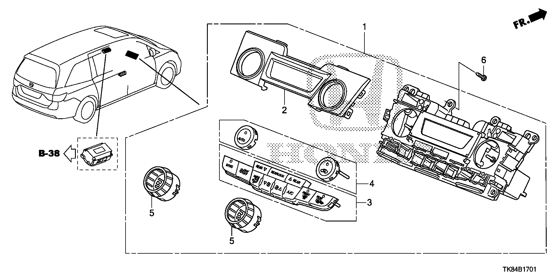 Diagram AUTO AIR CONDITIONER CONTROL (1) for your Honda Odyssey  