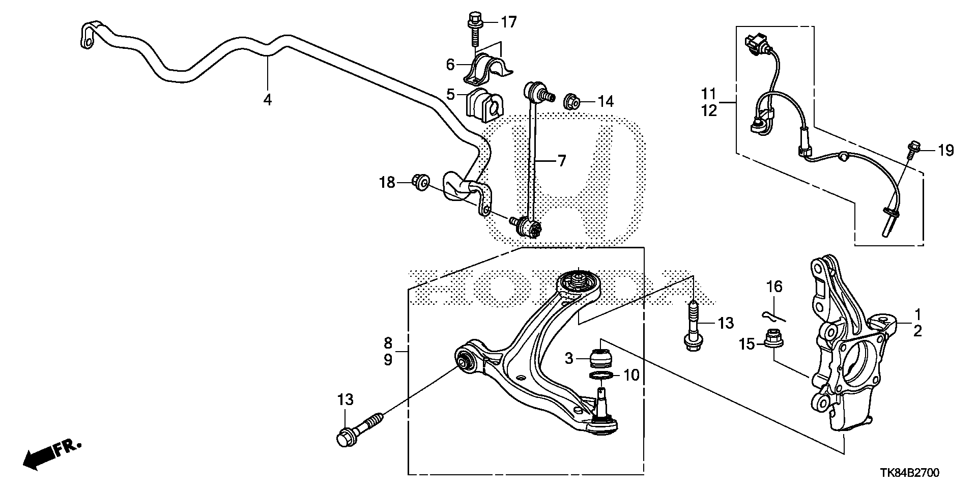 Diagram FRONT KNUCKLE for your 2016 Honda Odyssey 3.5L VTEC V6 AT EX 